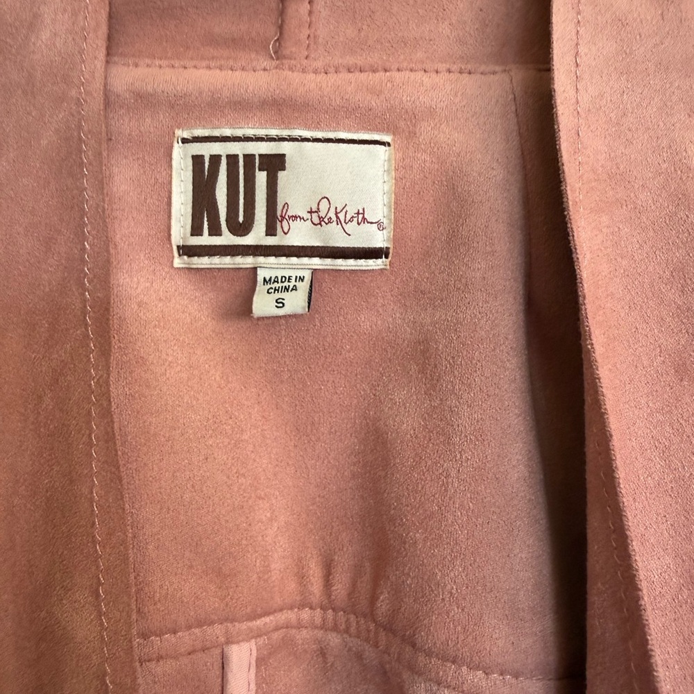 Kut from the Kloth Dusty Rose Draped Open-Front light weight Suede Jacket - Picture 3 of 4
